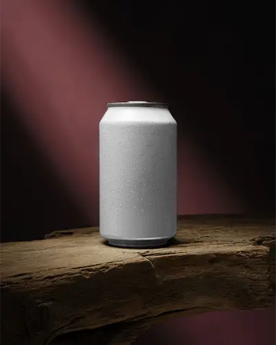 Realistic Beverage Can Mockup With Droplets For Cool Drinks Advertisement And Packaging