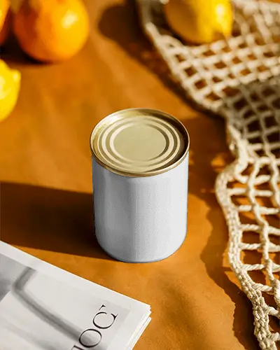 Sleek Minimalist Can Mockup On Table With Natural Light For Product
