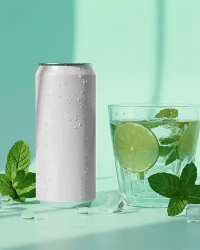 Refreshing Beverage Can Mockup With Condensation For Cool Drink Packaging Designs