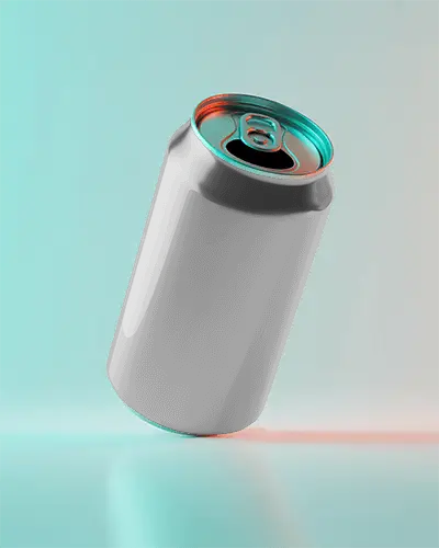 Minimal Floating Can Mockup Sleek Metal Beverage With Cyan And Red Accent Lighting