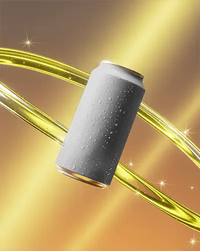 Premium Luxury Can Mockup Metal Beverage With Golden Light Trails And Sparkle Effects