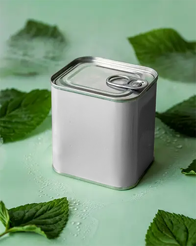 Square Metal Can Mockup With Easy Open Lid Perfect For Packaging Design Display