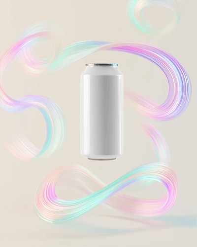 Minimalist Beverage Can Mockup Mountain Themed Packaging With Ethereal Lighting Effects
