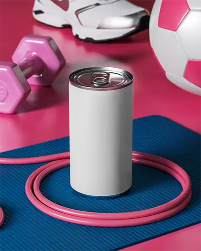 High Quality Can Mockup With Sport Accessories For Health And Active Lifestyle Promotion