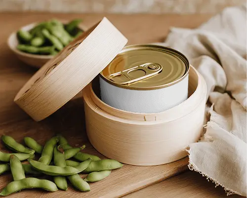 Eco Friendly Bamboo Container With Food Can Mockup For Modern Packaging Design