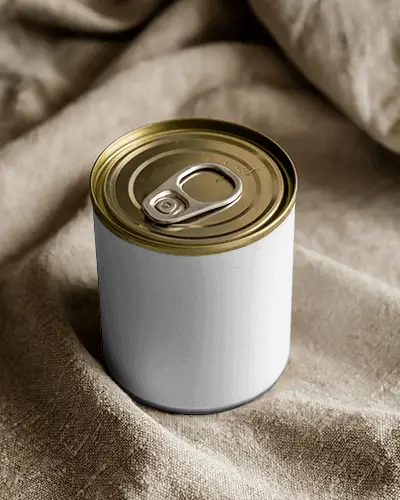 Realistic Metal Can Mockup With Easy Open Pull Tab And Blank Label Design