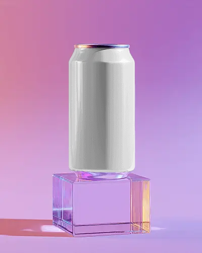 Premium Aluminum Can Mockup On Transparent Cube Ideal For Advertising And Marketing