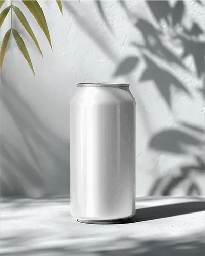 Realistic Aluminum Can Mockup With Natural Light Shadows Background Layout