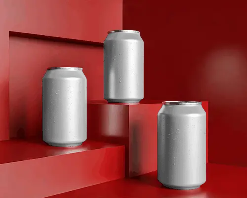 Premium Beverage Can Mockup For Drink Packaging Design Presentation Use On Red Background