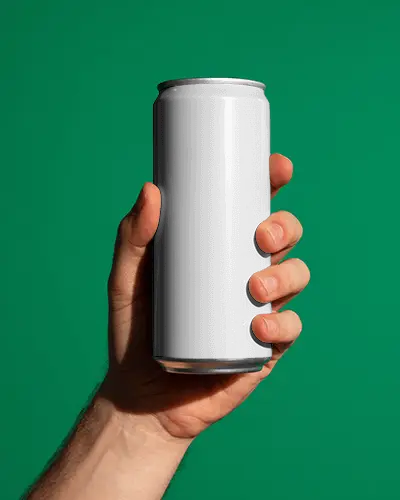 Hand Holding Sleek Standard Sized Can Mockup For Beverage Packaging Design Showcase