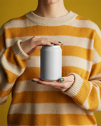 Person Holding Custom Can Mockup For Beverage Branding And Packaging Design Pitch