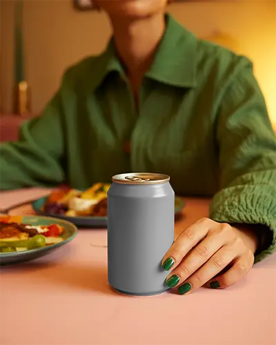 Hand Holding Beverage Can Mockup For Promotional Display Or Product Visualization Templates