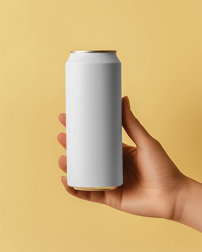 Professional Tropical Flavored Soda Can Mockup With Hand Model And Clean Composition