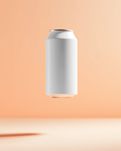Premium Coconut Drink Can Mockup With Exotic Beach Inspired Illustration In Mid Air