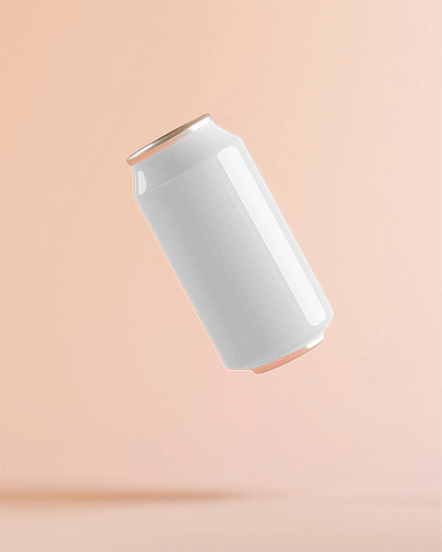 Refreshing Spring Water Can Mockup With Clean Label Design And Soft Peach Background