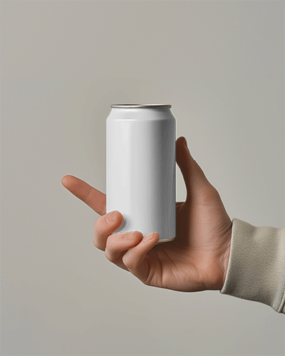 Refreshing Cocktail Can Mockup Stylish Hand Presentation With Tropical Flavor Packaging Design