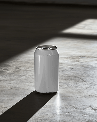 Sunlit Stylish Can Mockup Refreshing Beverage Branding With Bold Illustration Design