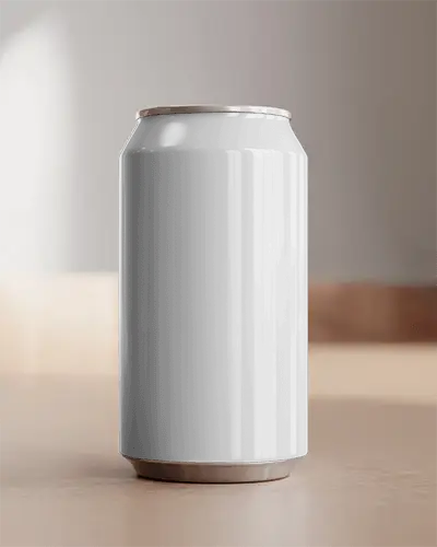 Studio Can Mockup Closeup On Soft Shadow Light Modern Interior Natural Background Focus