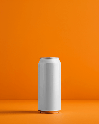 Can Mockup In Front Of Orange Screen