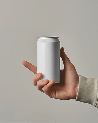 Can Mockup In Hand Having Index Finger Pointing Outside