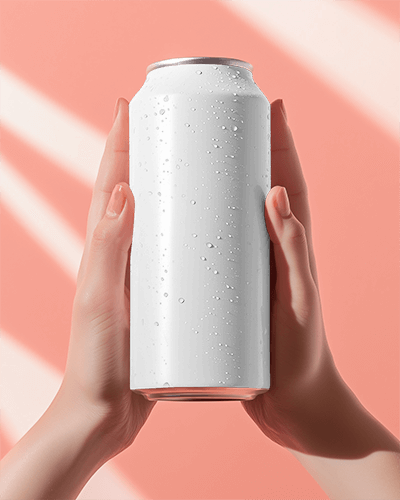 Dew Drops Can Mockup Close Up Realistic Texture