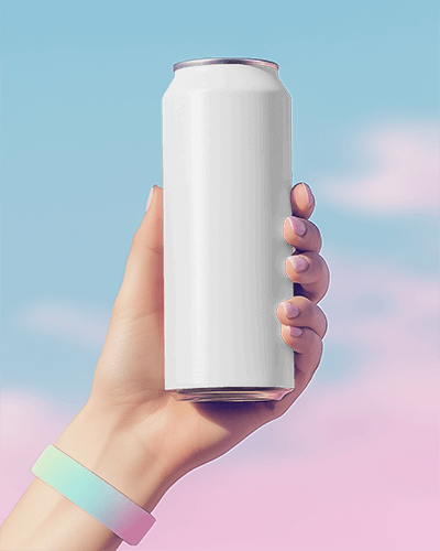 Bright Sky Hand Holding Can Mockup Fresh Airy Look