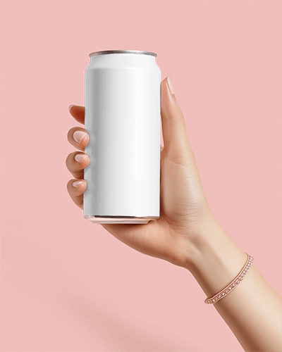 Soft Pink Hand Holding Can Mockup Feminine And Minimal Design