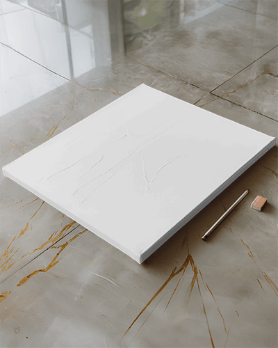 Marble Floor Canvas Mockup Pencils And Eraser Artistic Minimalism