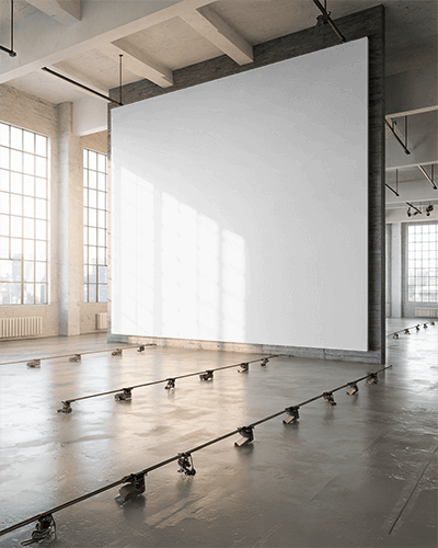 Large Industrial Interior Canvas Mockup Modern Minimal Space With Exposed Ceiling Beams And Natural Light