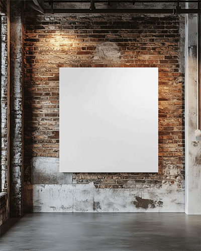 Industrial Loft Canvas Mockup Exposed Brick Wall Modern Minimalist Art Display Moody Lighting And Rustic Texture