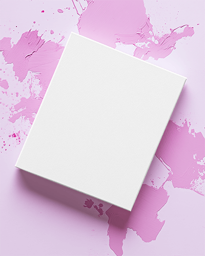 Angled Canvas Mockup On Textured Pink Artistic Background Creative Paint Splatter Aesthetic