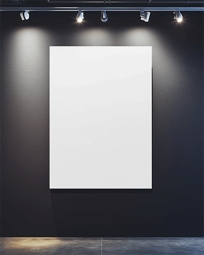 Dark Mode Canvas Mockup Illuminated Art Piece On Deep Gray Wall Mysterious And Dramatic Presentation
