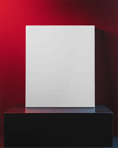 Vivid Red Canvas Mockup On A Clean Pedestal Bold And Eye Catching