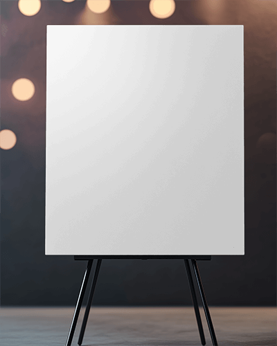 Bokeh Background Canvas Mockup On An Easel Playful And Artistic