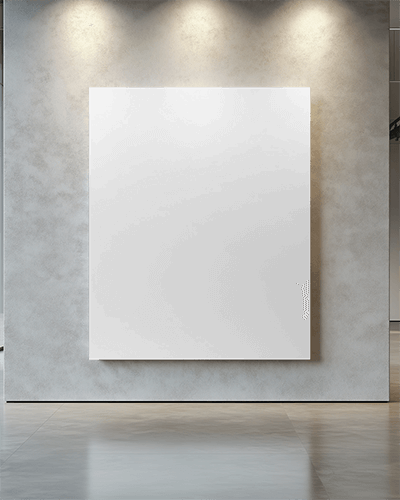 Modern Art Gallery Wall Canvas Mockup With Soft Spotlighting On Textured Neutral Background