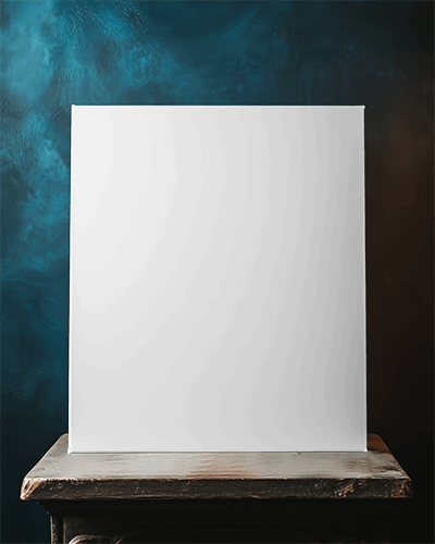 Moody Dark Canvas Mockup With A Wooden Touch Dramatic And Stylish