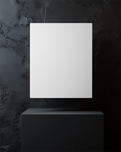 Monochrome Black Canvas Mockup On Pedestal Sleek And Professional