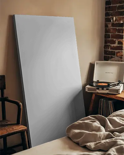 Luxury Living Room Canvas Mockup Elegant Frame Above Black Fireplace With Chandelier And Classic Furniture Decor