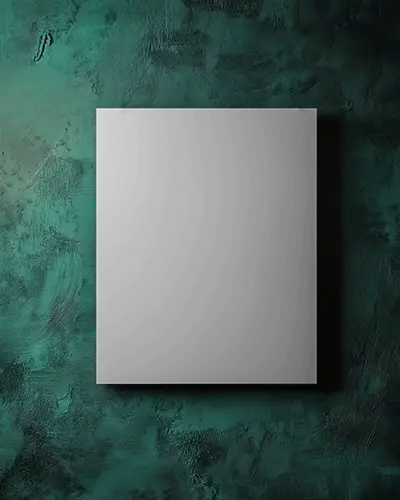 dramatic-interior-canvas-mockup-on-dark-teal-wall-texture-with-flat-lay-presentation