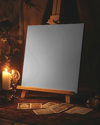mystical-tarot-table-canvas-mockup-with-candles-and-crystal-ball-in-warm-dramatic-light