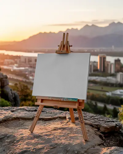 realistic-canvas-mockup-outdoor-easel-art-presentation-sunset-background-high-quality-0236