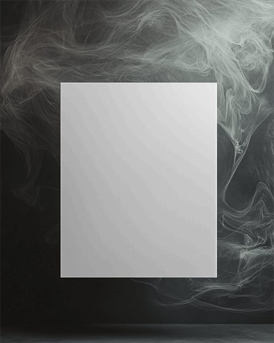 Dramatic Smoky Atmosphere Canvas Mockup Floating Against Dark Hazy Background Mysterious And Moody Aesthetic 024