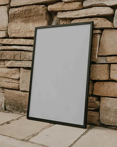 rustic-outdoor-canvas-mockup-against-natural-stone-wall-minimal-elegant-poster-presentation