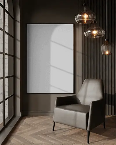 vertical-canvas-mockup-by-large-window-in-dark-toned-interior-with-modern-armchair