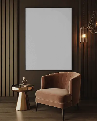 framed-canvas-mockup-in-elegant-interior-with-brown-velvet-chair-golden-table-and-lamps