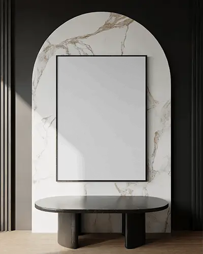 framed-canvas-mockup-on-marble-arched-wall-with-modern-black-console-table-and-soft-light