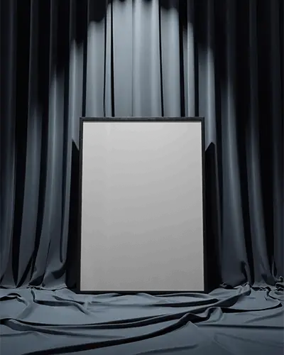 framed-canvas-mockup-in-front-of-blue-curtains-with-dramatic-lighting-and-luxury-styling