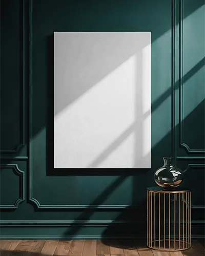 dark-green-wall-canvas-mockup-with-golden-table-and-vase