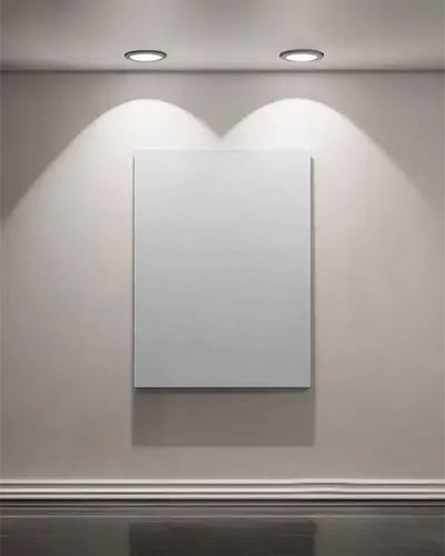 minimal-white-wall-mounted-canvas-mockup-with-ceiling-spotlights