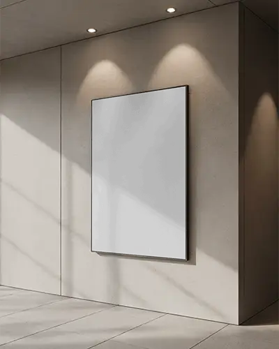 Minimalist Wall Canvas Mockup Under Spotlights Modern Gallery